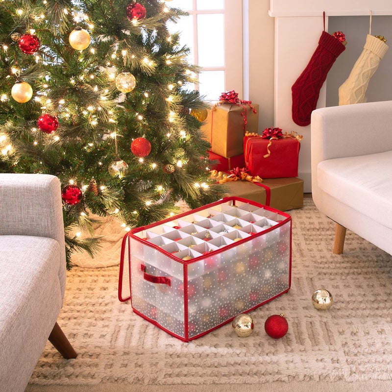 Simplify Ornament Storage Organizer | Storage | Fits 112 Ornaments | Zipper Closure | Space Saving | Easy to Use | Red | Light Weight | Dimensions 11.81 x 20.67 x 11.81 - Image 2
